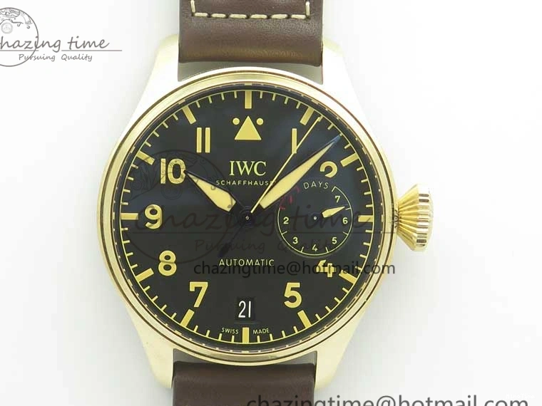 MIROTIME 0405 Big Pilot IW501005 Real Bronze ZF 1:1 Best Edition Black Dial on Brown Leather Strap A Sleek 7192